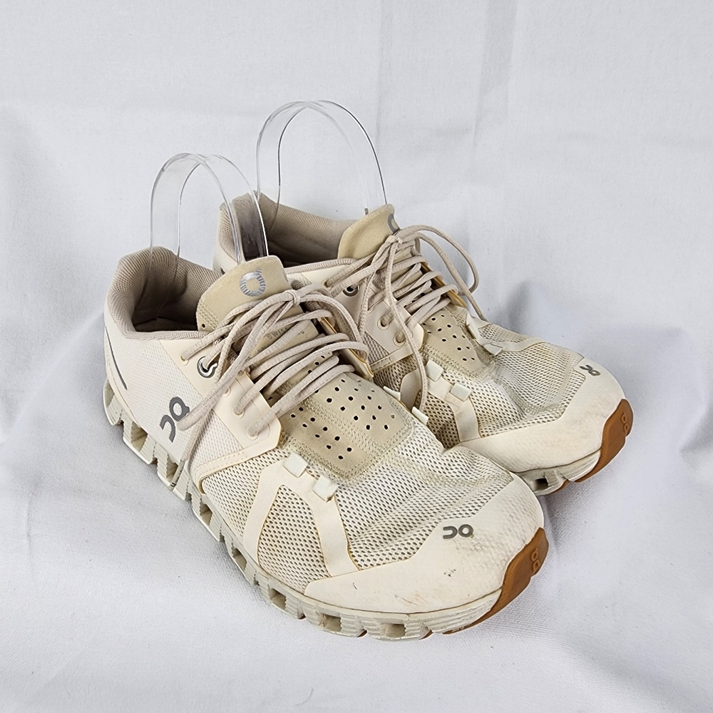 On Mens Cloud 5 Ivory Running Shoes Sneakers Size 7.5